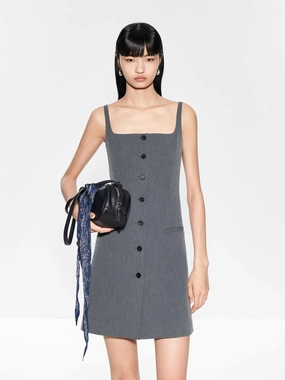 Chill Moment Feminine fit-and-flare silhouette Square Collar Cami Dress