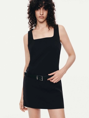 Square Collar Mini Dress Simple Elegance Perfect Style