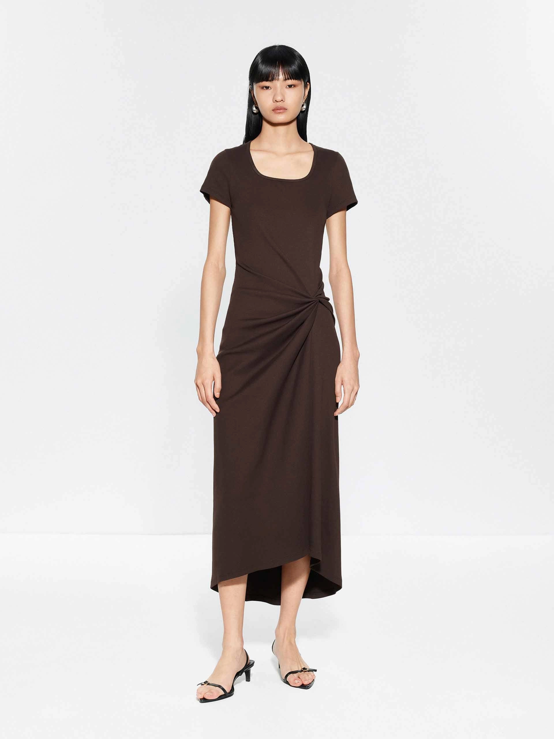 Perfect Layer Square Collar Pleated Dress