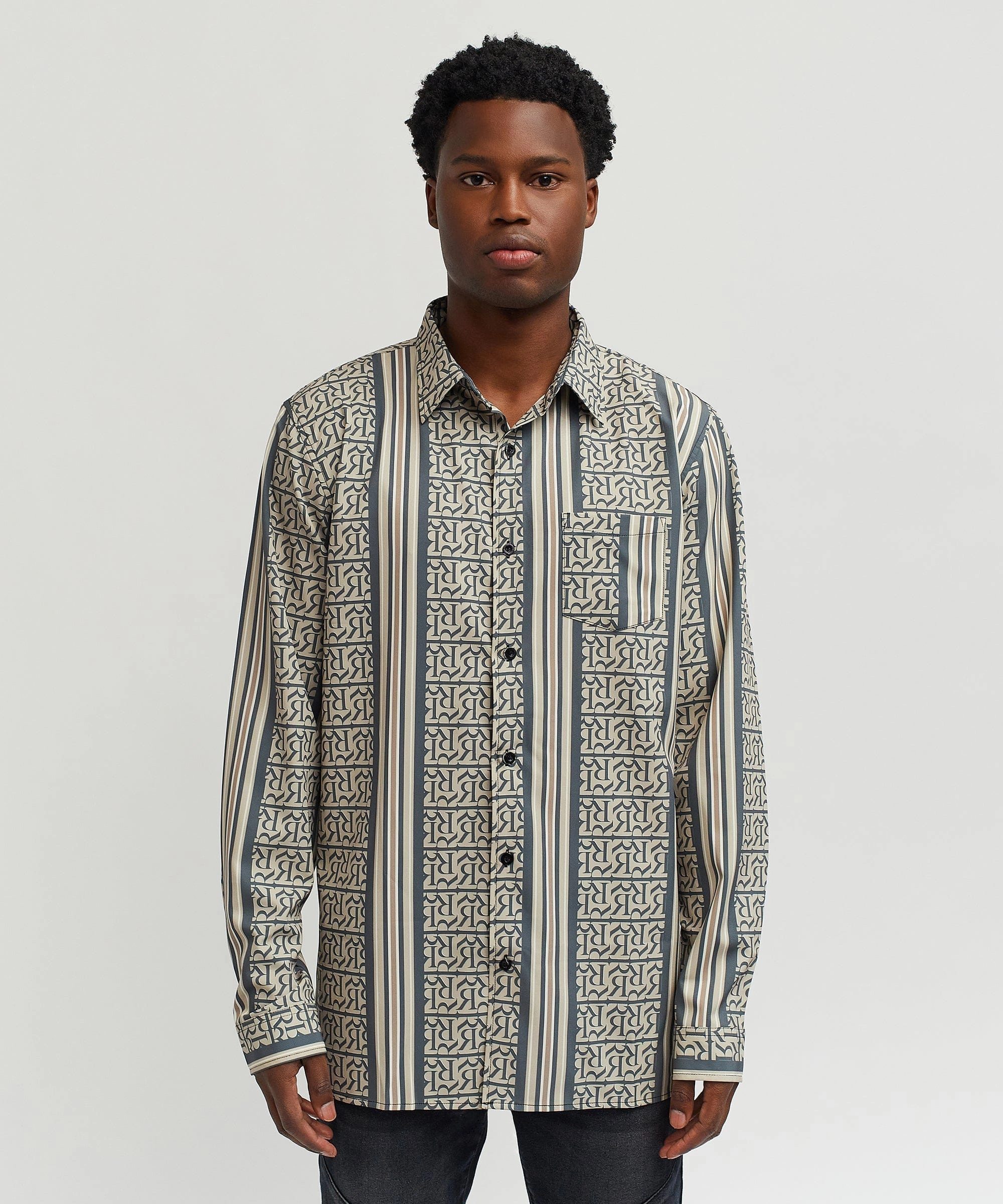 Temperature control HighDensityFoam Monogram Long Sleeve Woven Shirt