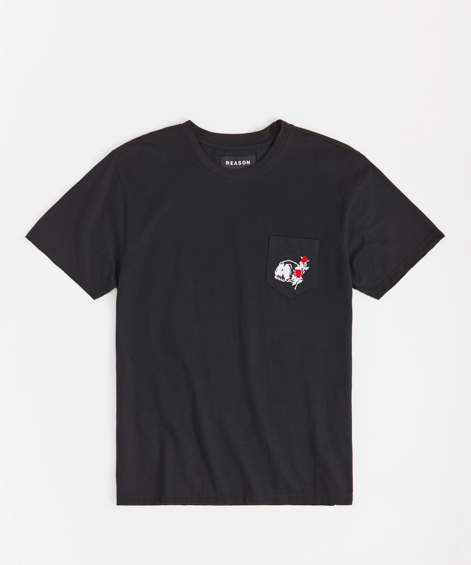 Nice Trip Short Sleeve Graphic Print Embroidered Pocket Tee - Black ConvertibleCollar StretchableKnit