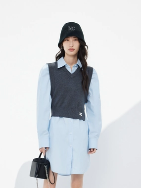 Two Piece Shirt Dress Metallic-Shine Office Classic