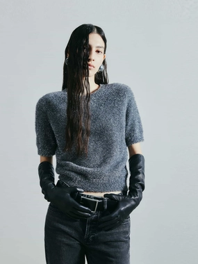 HeatPressedLogos Round Neck Knit Top