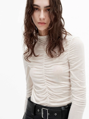 Turtleneck Pleated Top SecurePockets NoSlipSurface