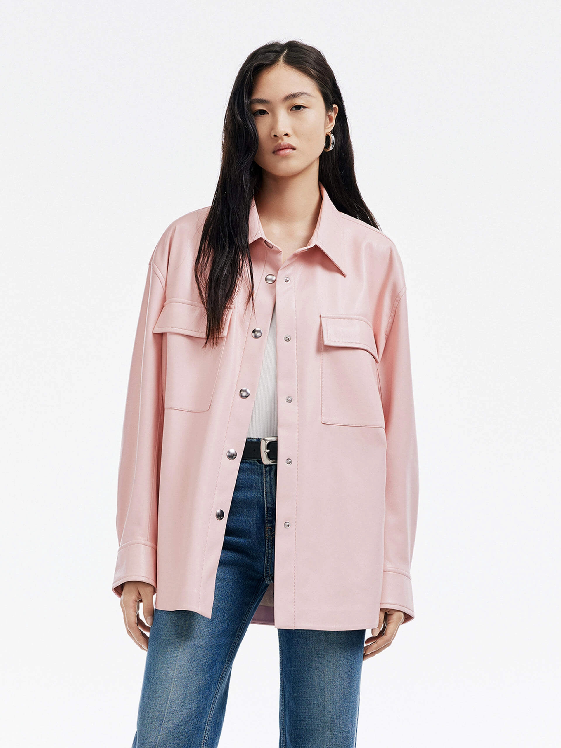 Thermal regulation Sleek Layer Look Protein Leather Pocket Jacket