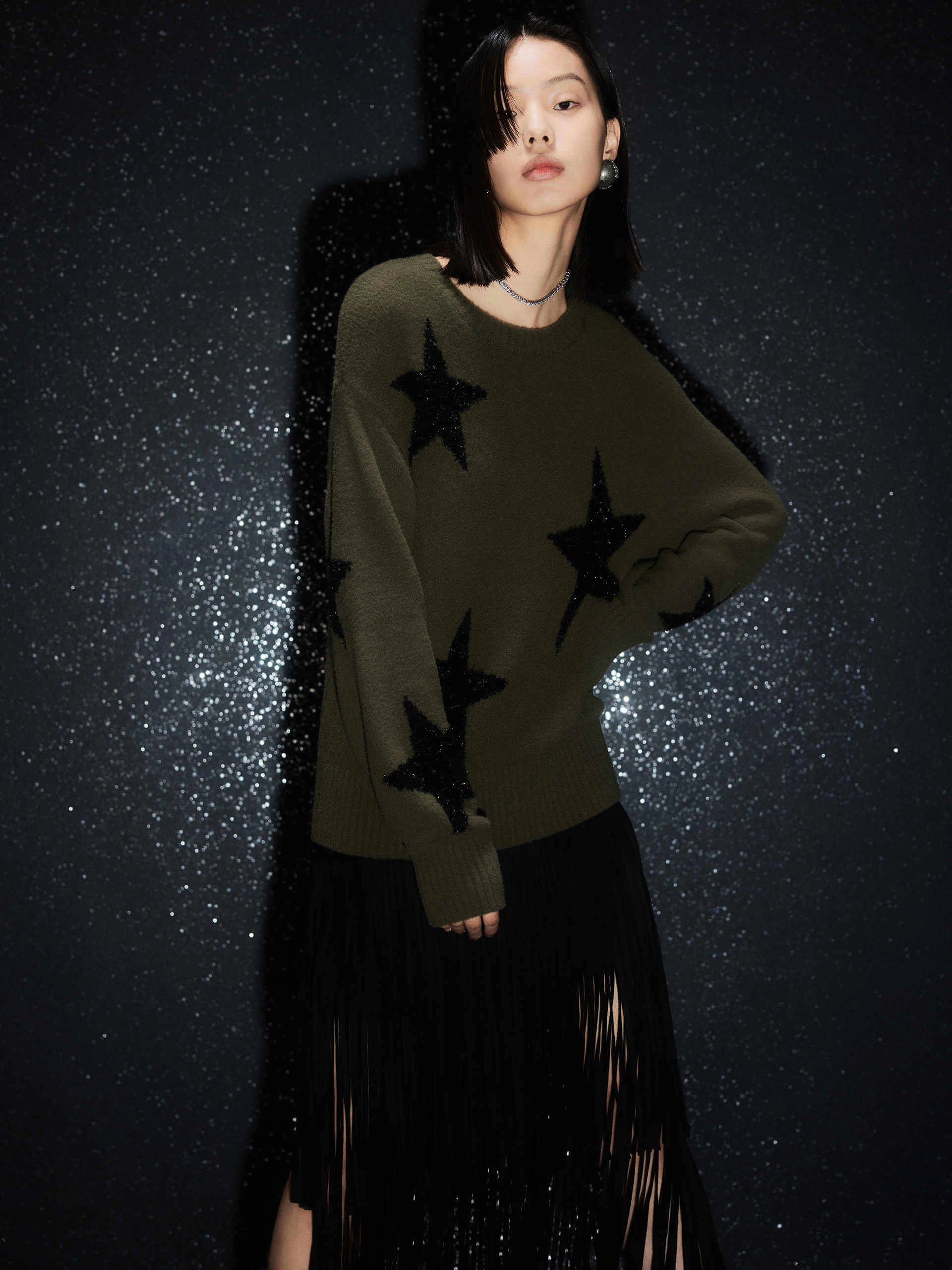 Warm Layer Star Pattern Loose Sweater
