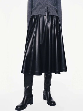 Adaptable Style Functional Ease Leather A-line Skirt
