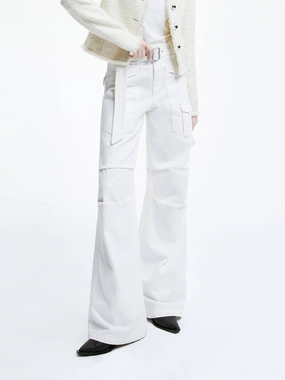 Straight Cargo Jeans with Belt Contemporary Vibe