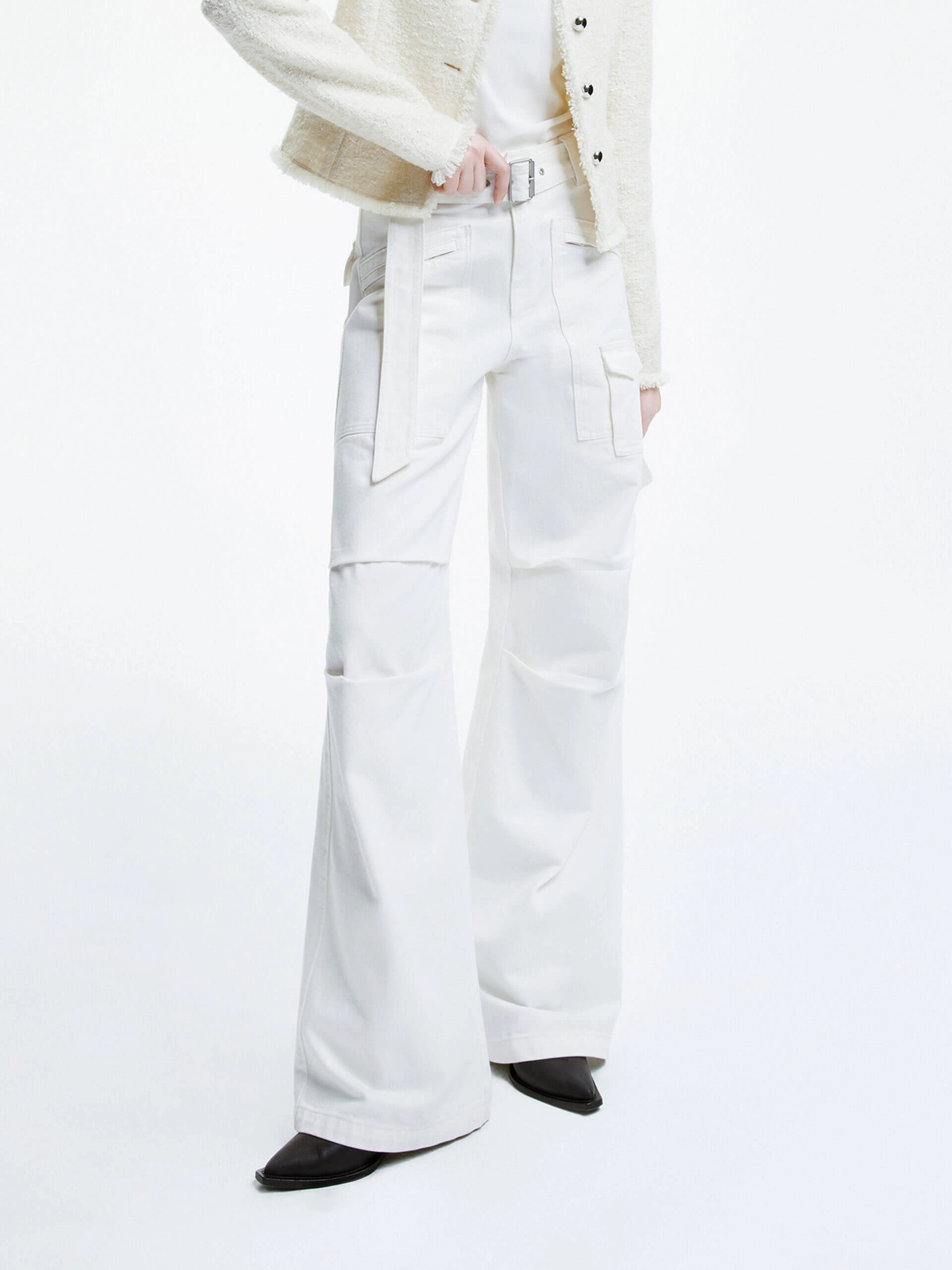 Base Attire Comfy Touch Straight Cargo Jeans with Belt