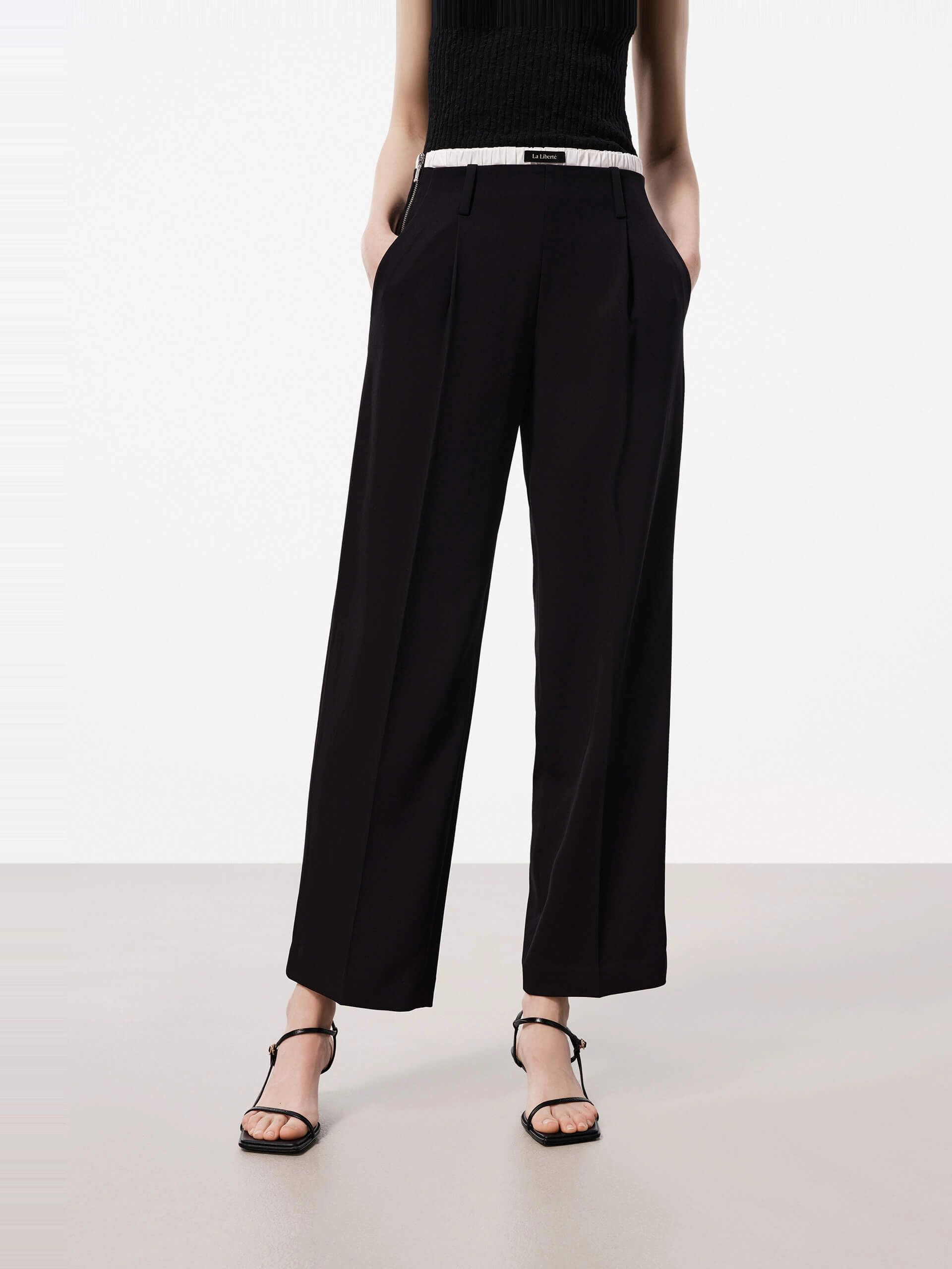 Windproof Design Straight Contrast Waist Pants
