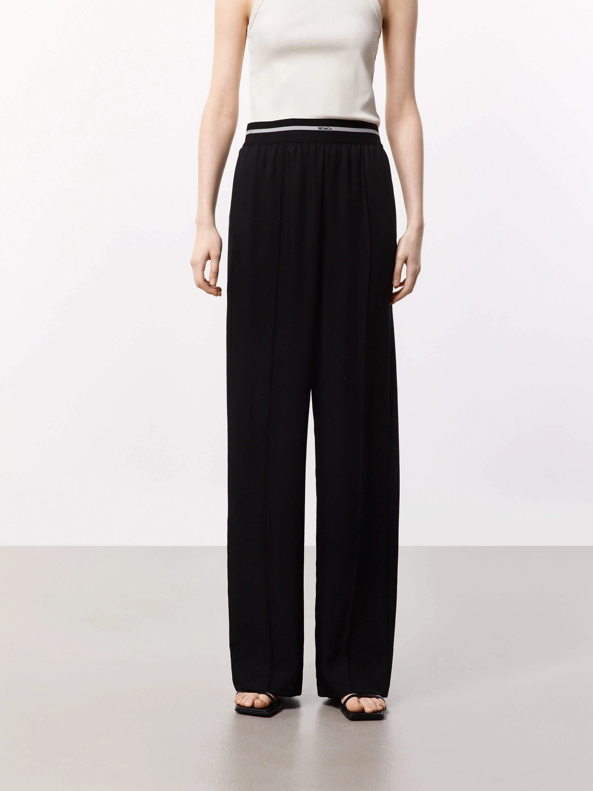 Straight Contrast Waist Pants Odor Control Fabric Cooling Fabric