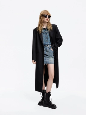 Straight Cut Blazer Coat Hollow Fiber Fill Adjustable Cuffs