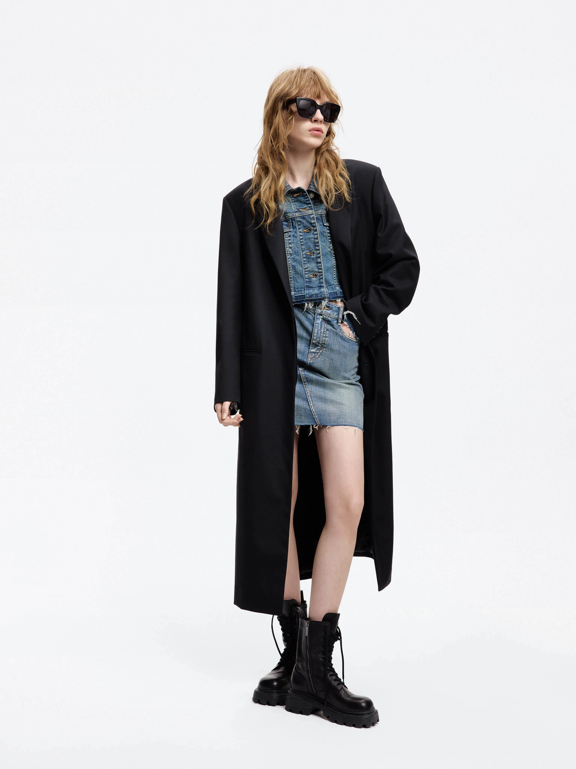 Straight Cut Blazer Coat Hollow Fiber Fill Adjustable Cuffs