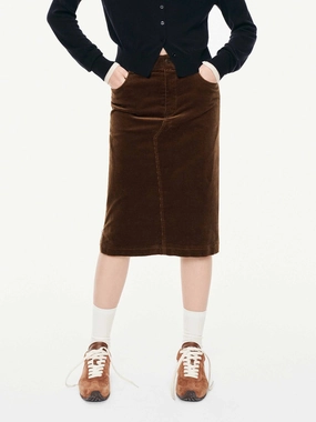 Straight Cut Corduroy Skirt Street Inspired