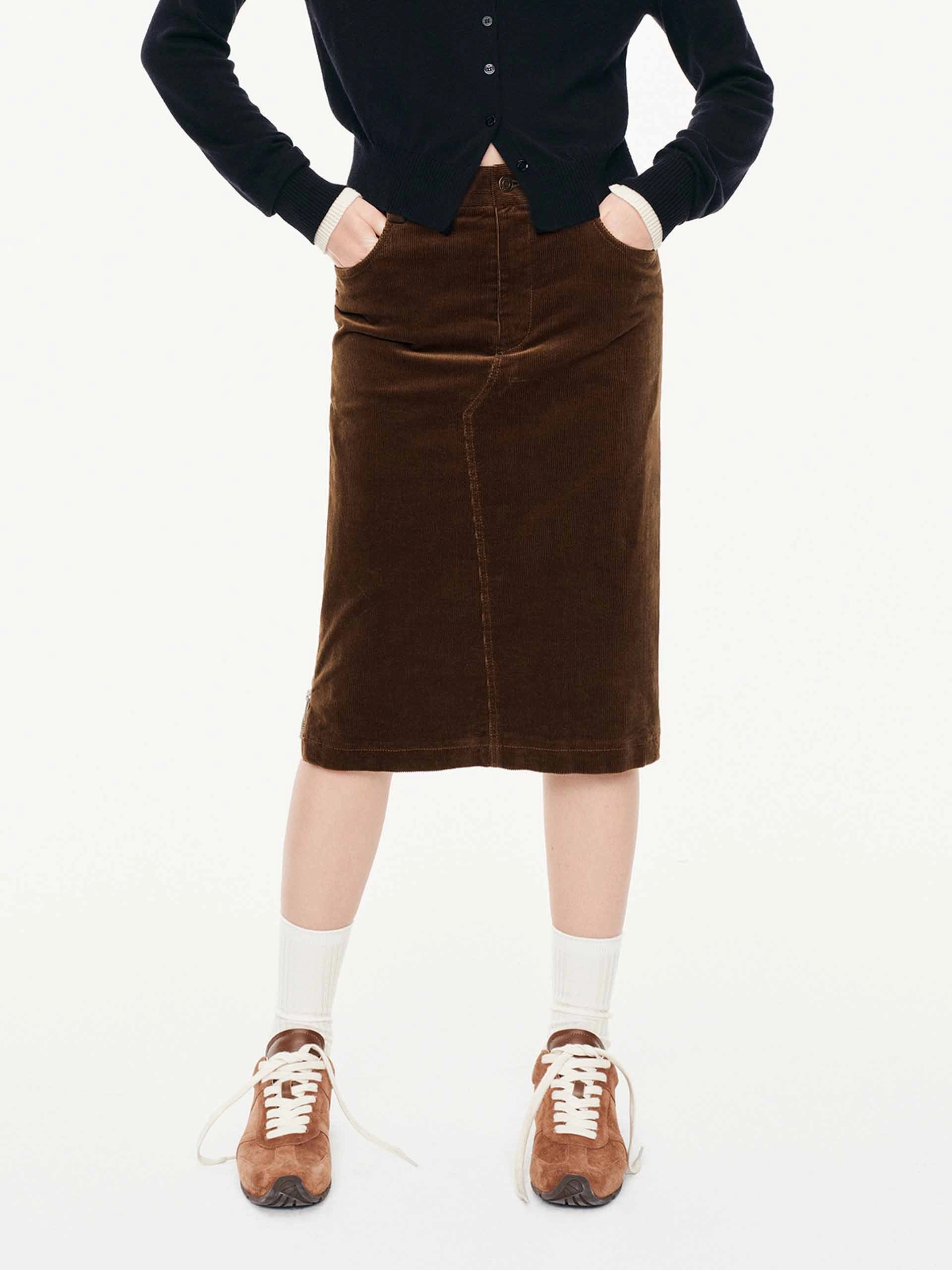 UV Protection Straight Cut Corduroy Skirt