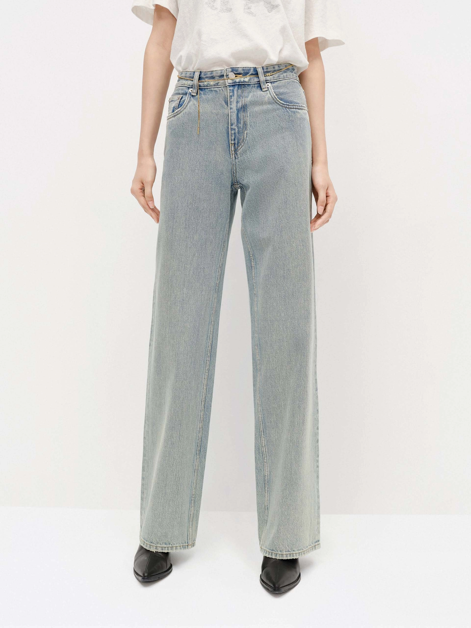 Clean Lines Straight Cut Cotton Jeans