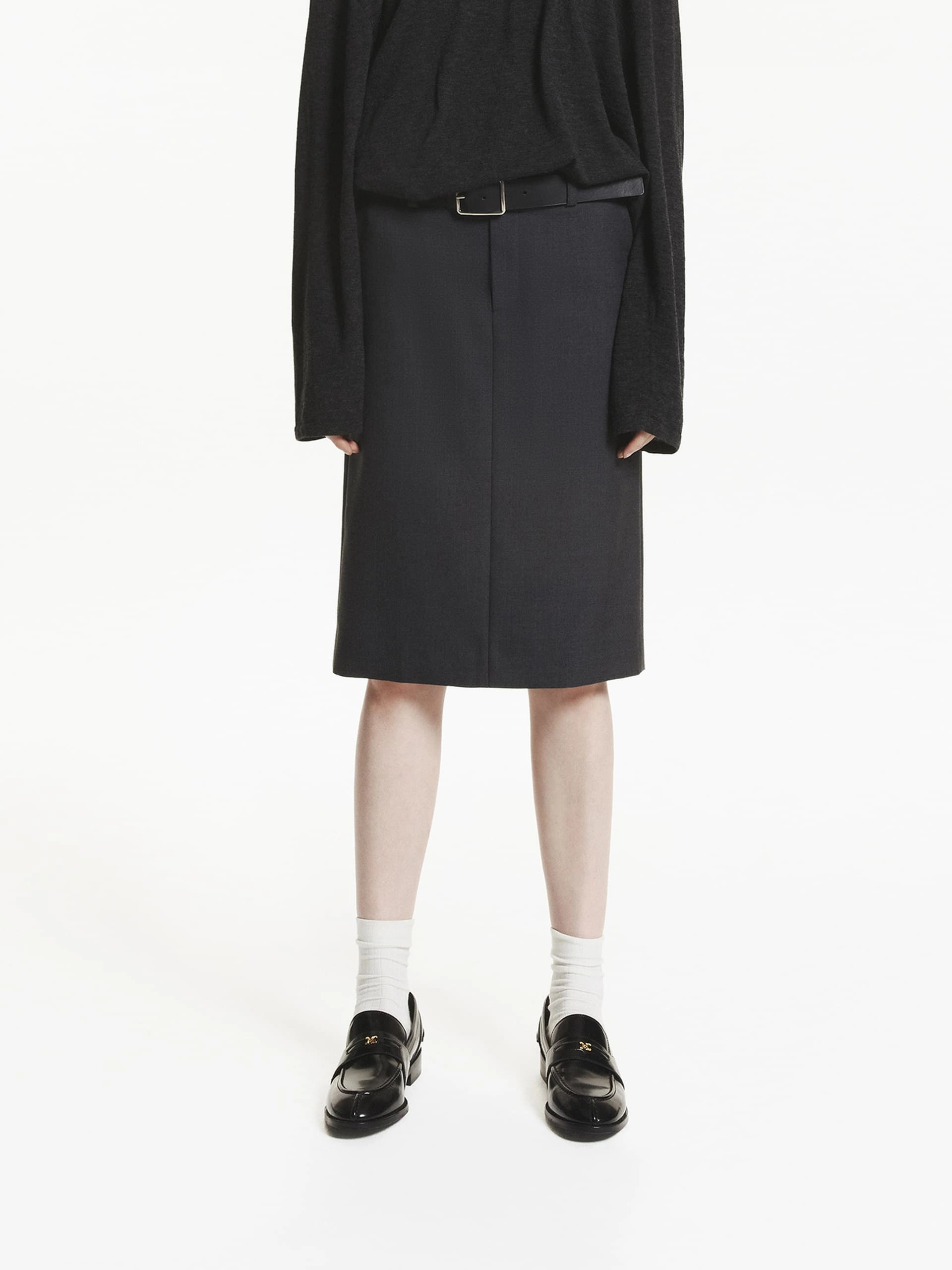 Straight Cut Mid Skirt Luxe Look StainResistantCoating