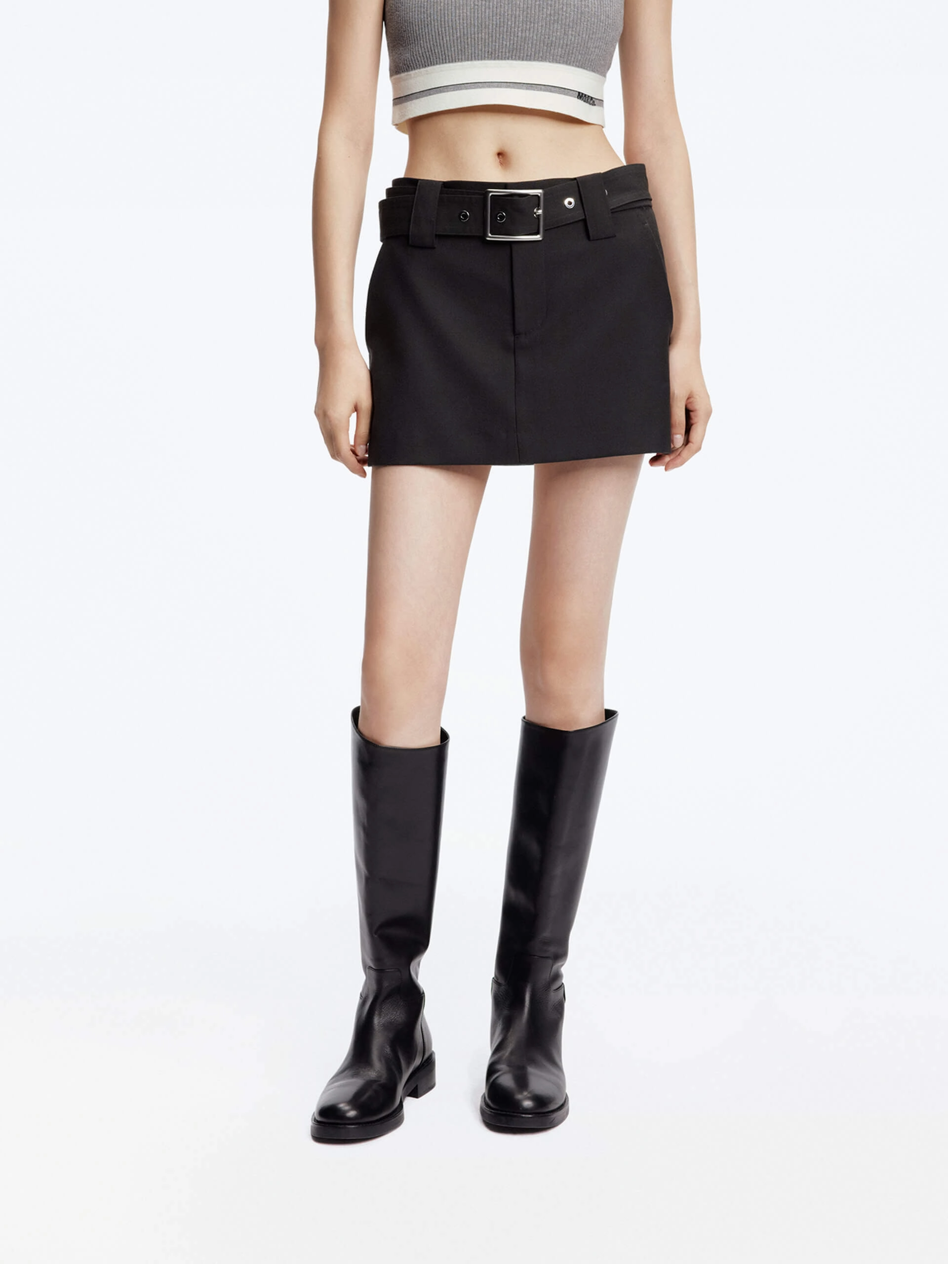 Straight Cut Mini Skirt Stretchy Material