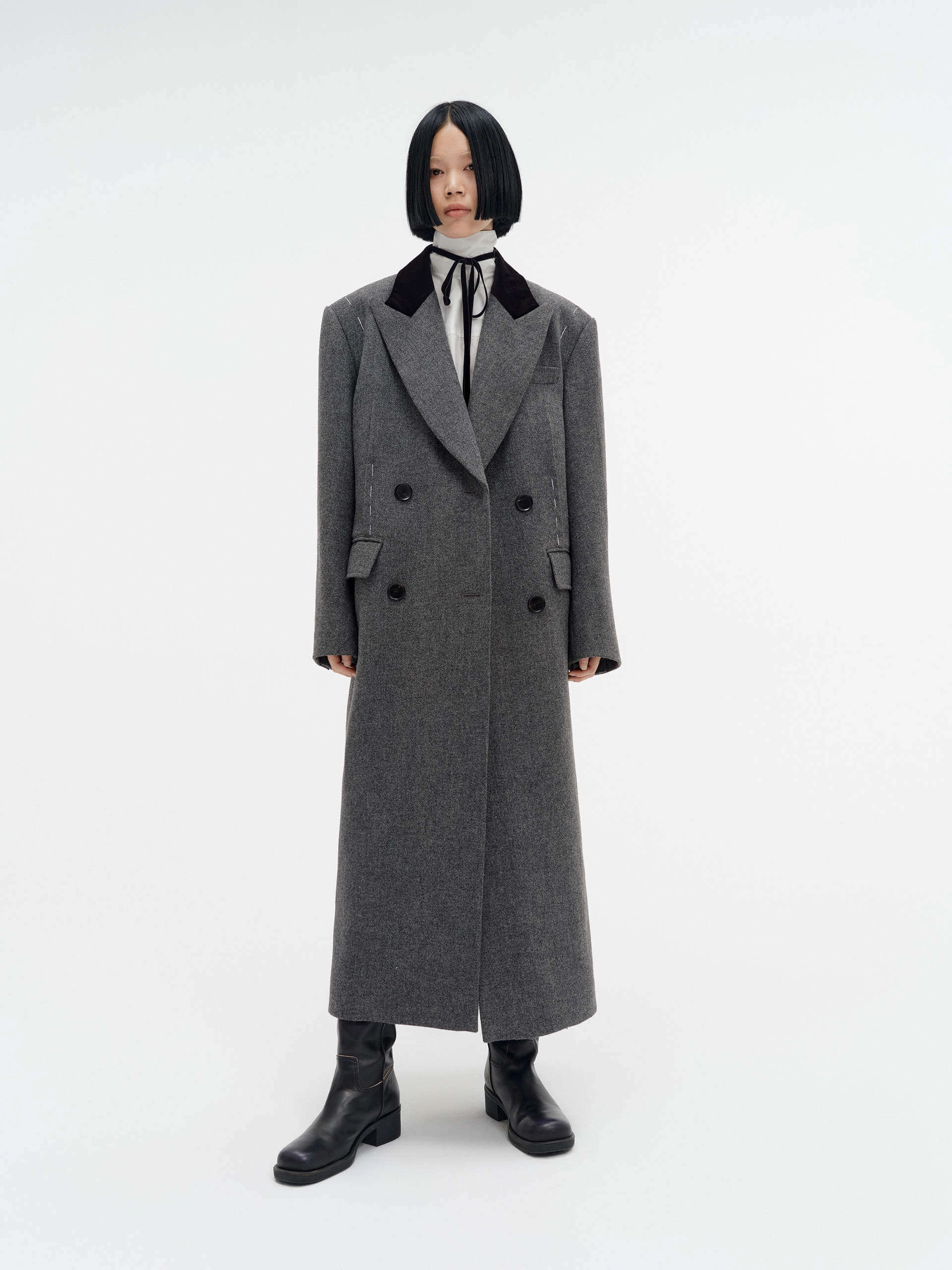 Straight Cut Wool Overcoat Ergonomic Tailoring Heavy Duty Buckle