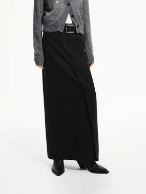 Straight Denim Slit Skirt Light wash