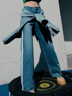 Casual Solution Straight Fit Panel Jeans
