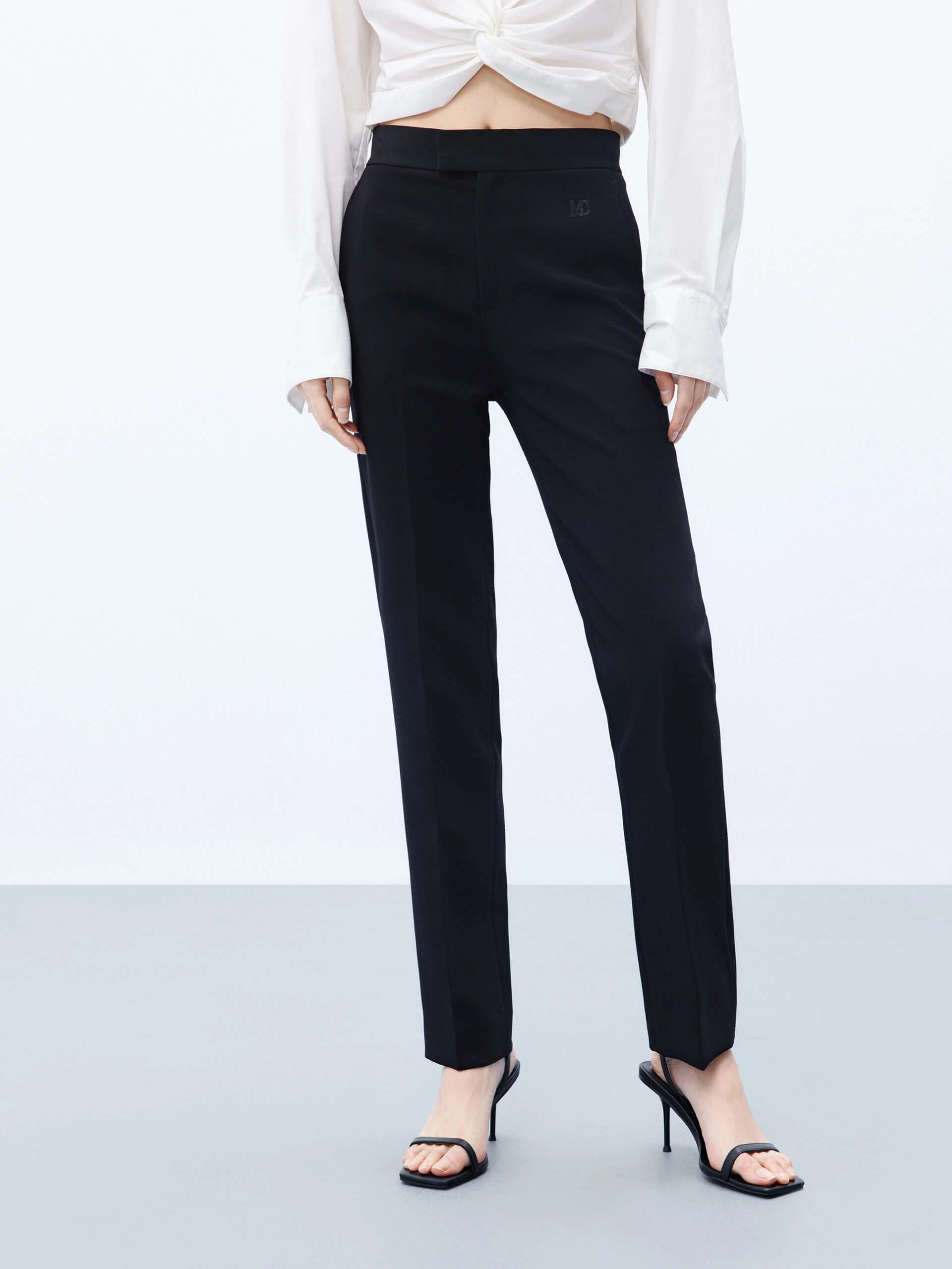 ReinforcedKnees TailoredSilhouette Straight High Rise Pants