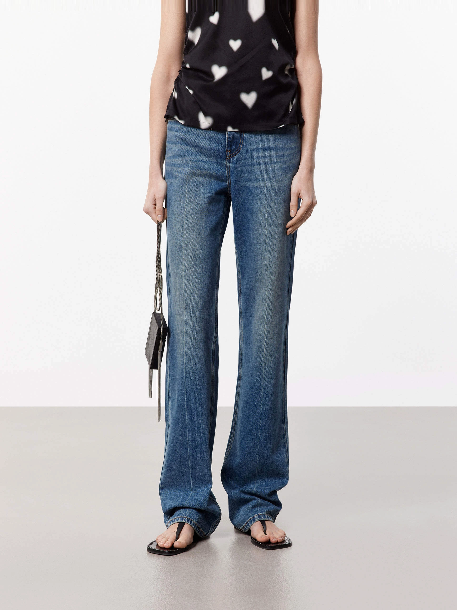 Straight Leg Denim Jeans Neutral Tones
