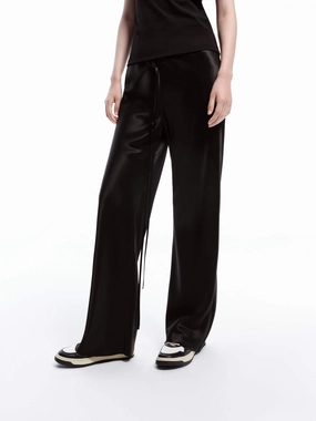 Straight Leg Satin Pants Modern Fit Relaxed Look