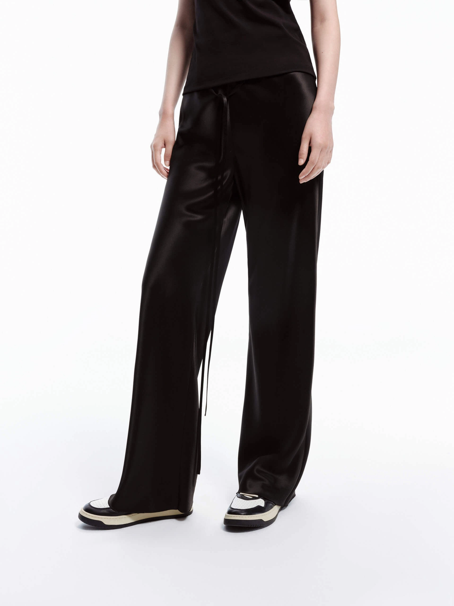 Straight Leg Satin Pants Modern Fit Relaxed Look