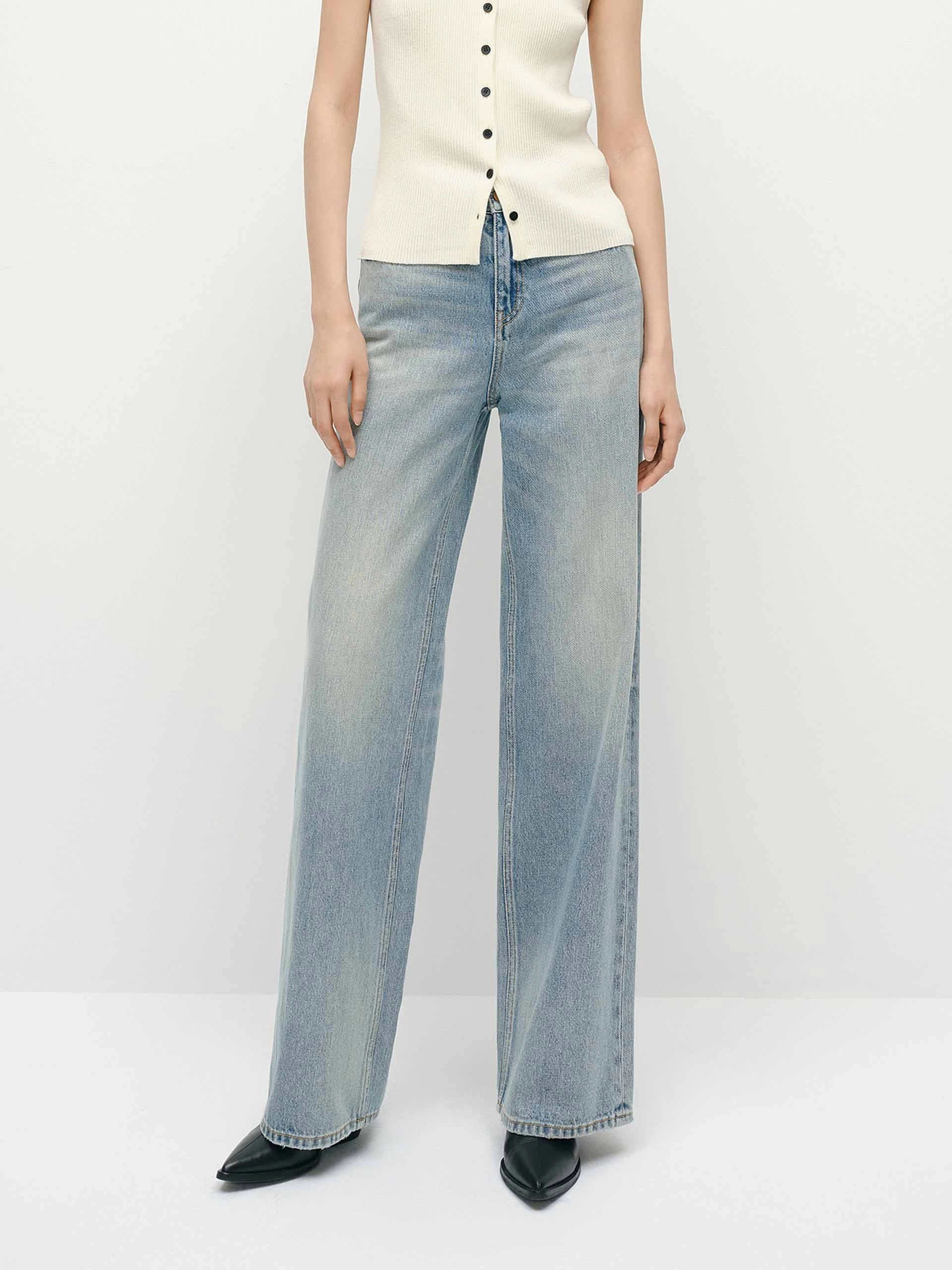 Natural Style Fit and Comfort Straight Pure Cotton Jeans
