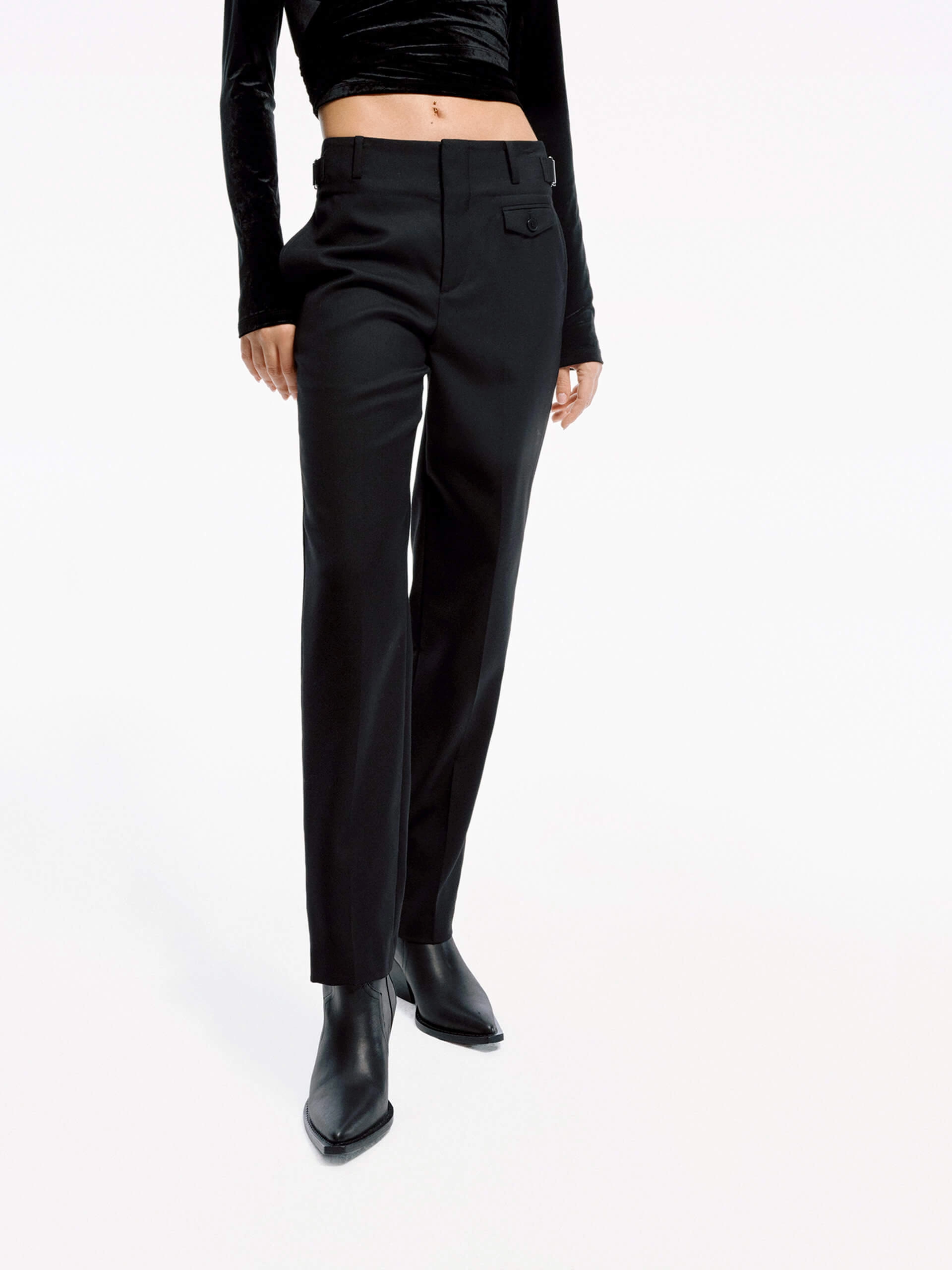 Ready For Action Straight Wool Blend Pants