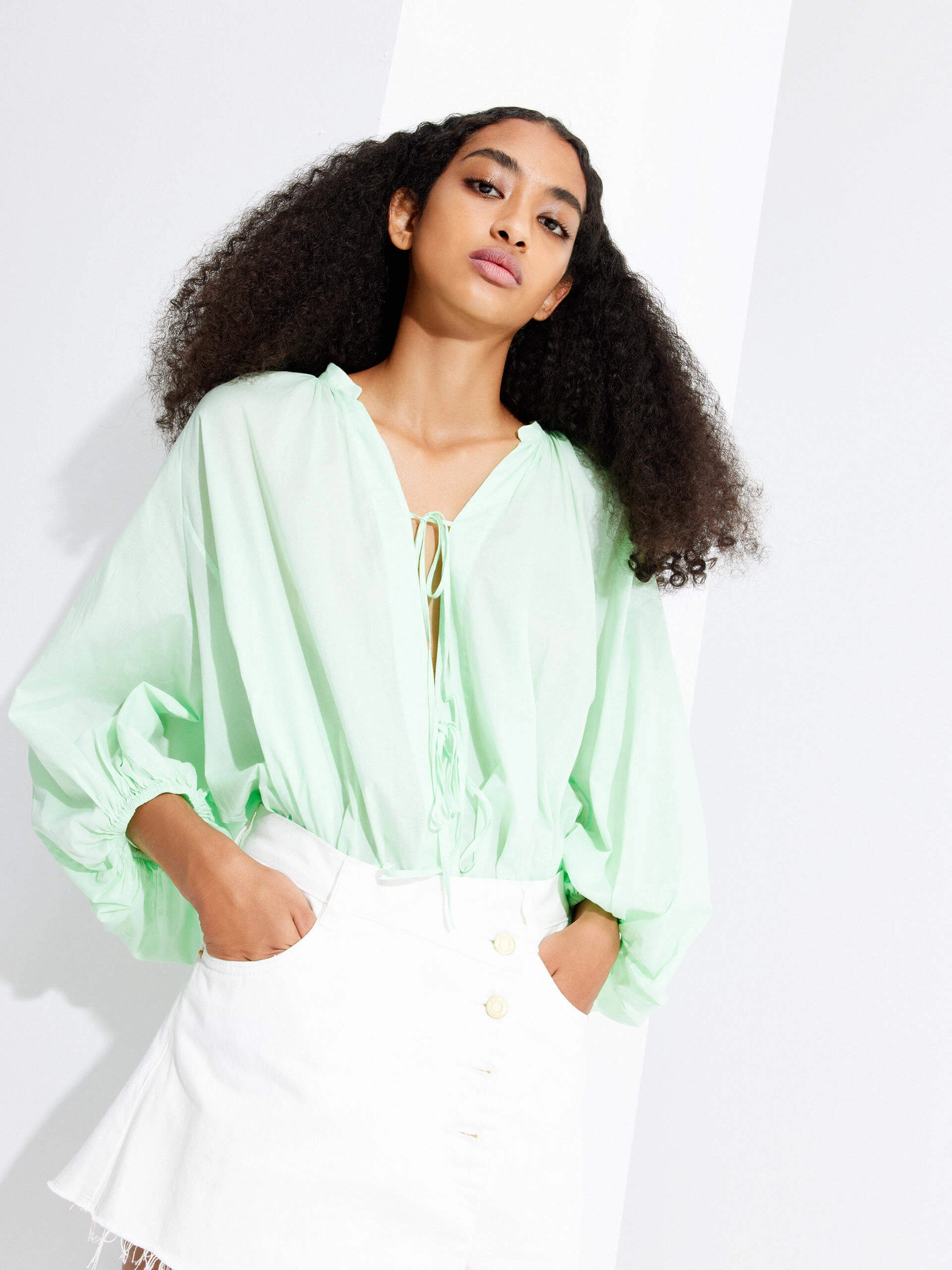 SnagResistant Fabric summer look Strap Tie Detail Cotton Shirt