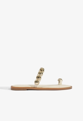 Elegant Shoes Romy White Leather Flat Sandal