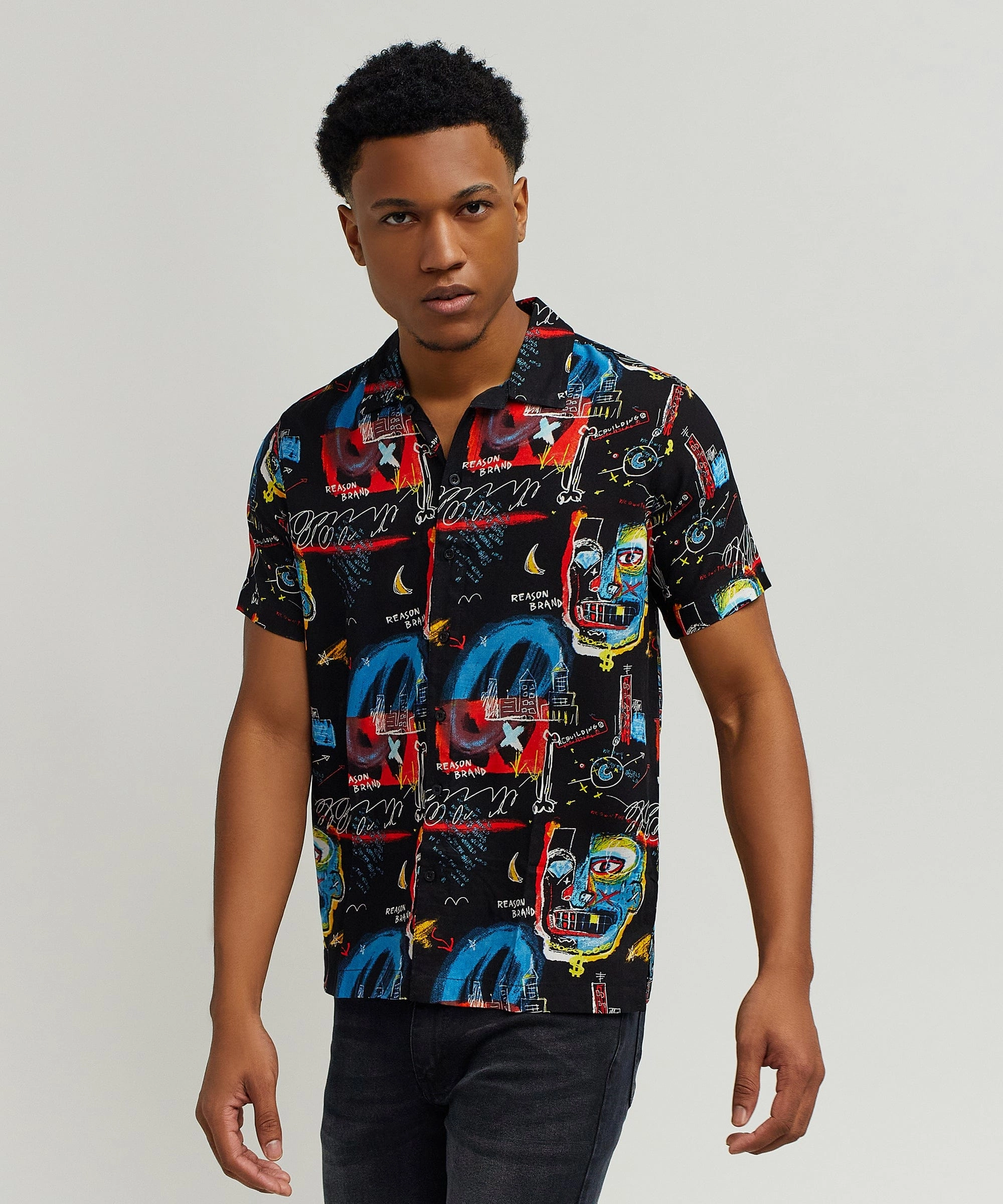 TonalStitching NonSlip Grip Tape Street Art Allover Print Short Sleeve Shirt