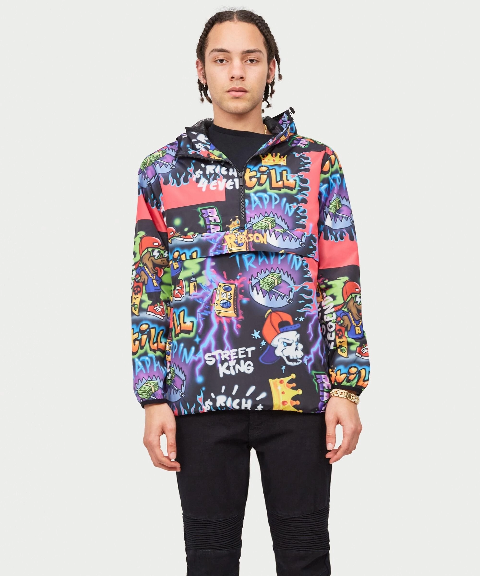 Sun Protective Fabric WideNeckline Street King Half-Zip Pullover Anorak