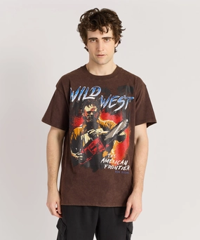 Wild West Short Sleeve Tee - Brown Trendy Cardigan Butter Soft Handfeel