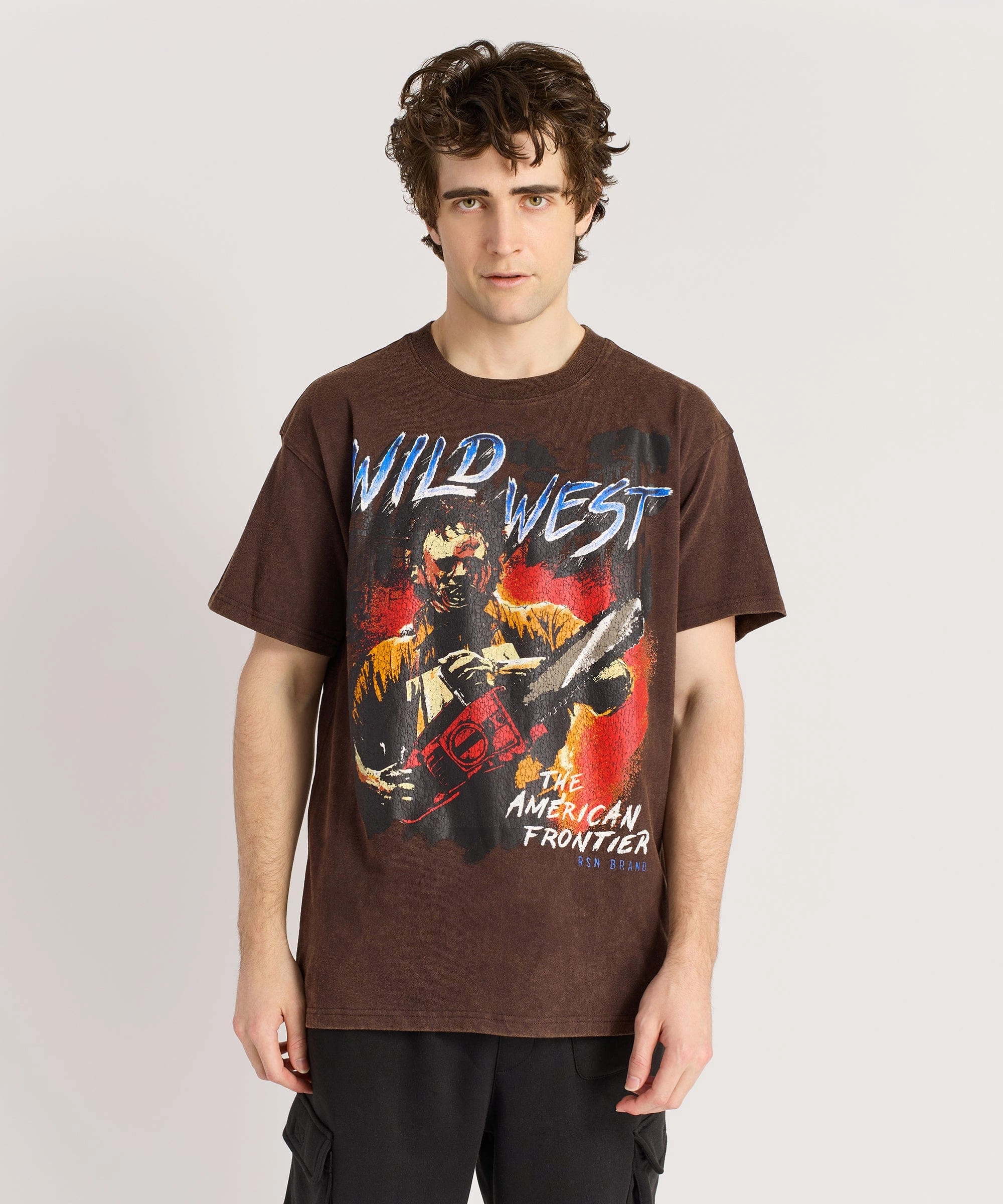 Wild West Short Sleeve Tee - Brown Buttery Soft Handfeel