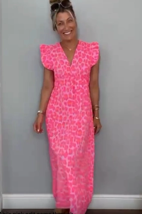 Ashton Cotton Maxi Dress | Leo Print x Neon Orange Spot Urban Fit