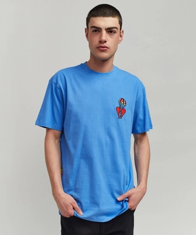 StainRepellentCoating Heart Broken Short Sleeve Tee - Blue