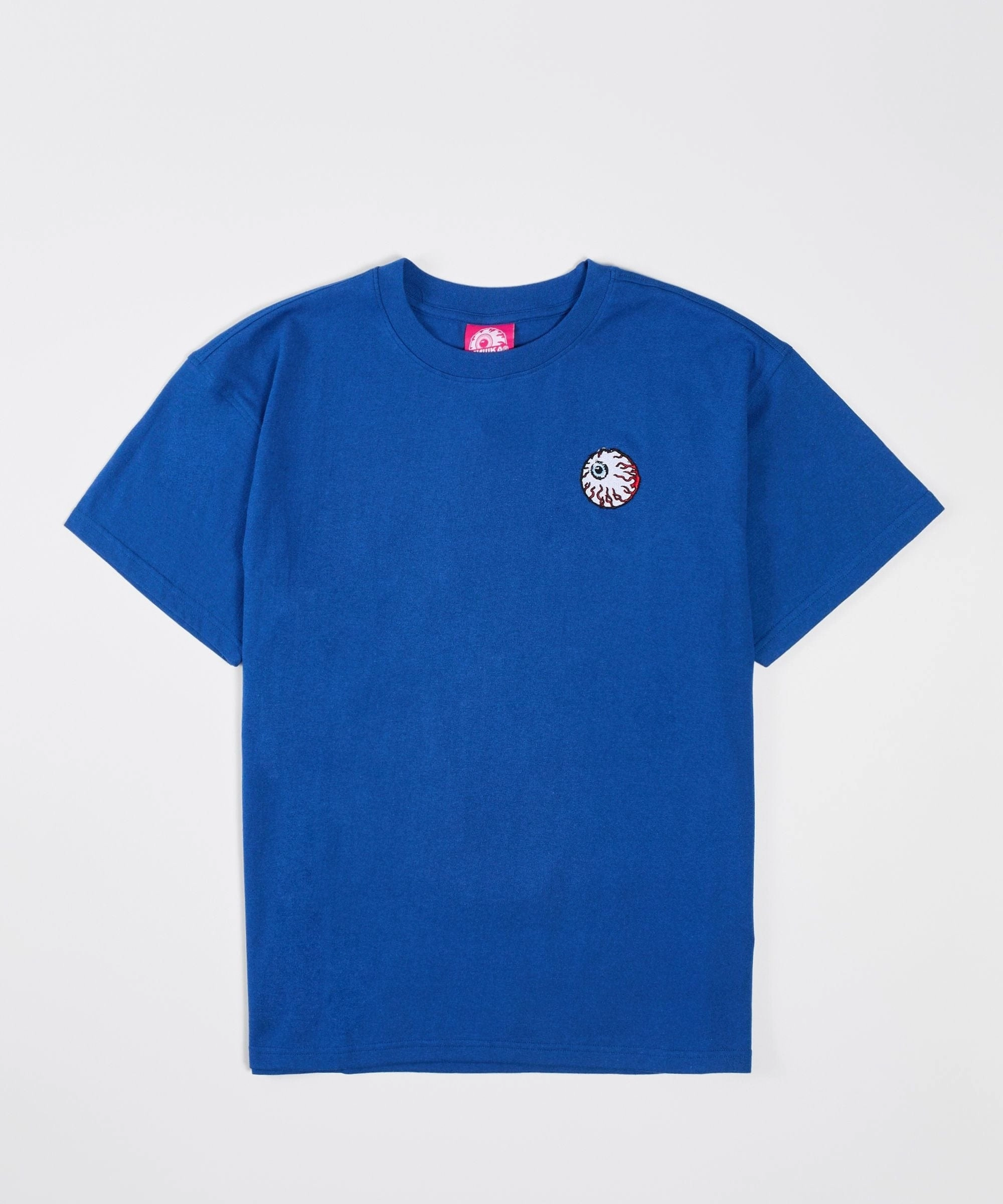 Anti Pilling Finish RibbedCollar Mishka Harajuku Short Sleeve Tee - Blue
