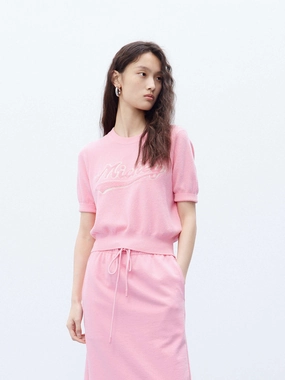 All Weather Performance Fabric Short Sleeve Texture Knitted Top