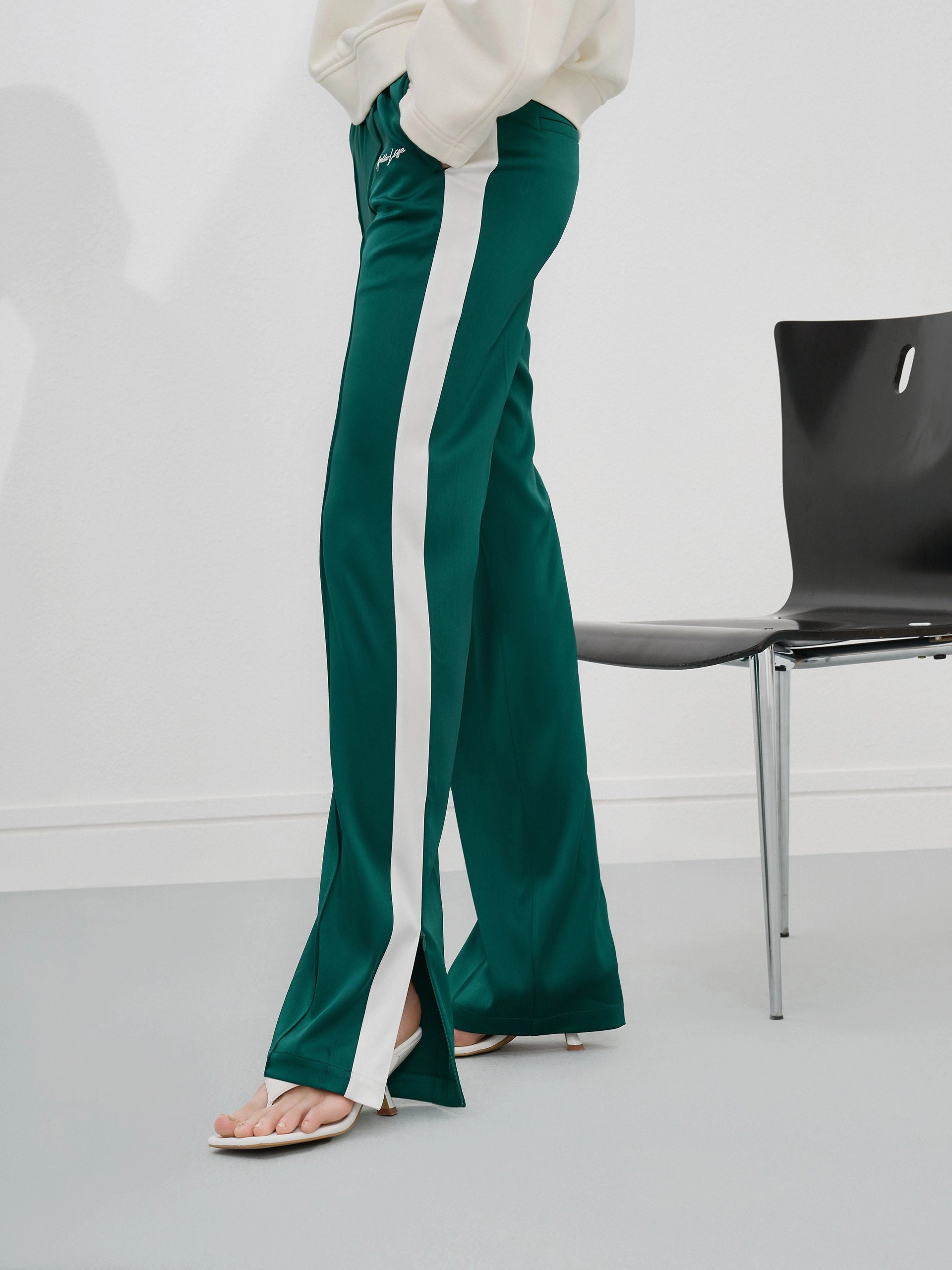 Contrast Elastic Casual Trousers Trendy Style Chic Design Wear