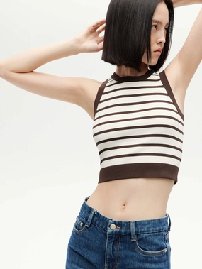 Striped Cropped Tank Top Fray Resistant Edges