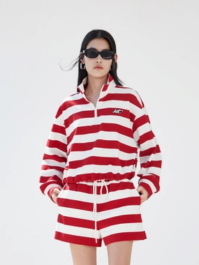 Slim Silhouette Striped Logo Cotton Top