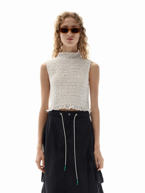 Casual dress Structural Texture Cropped Top