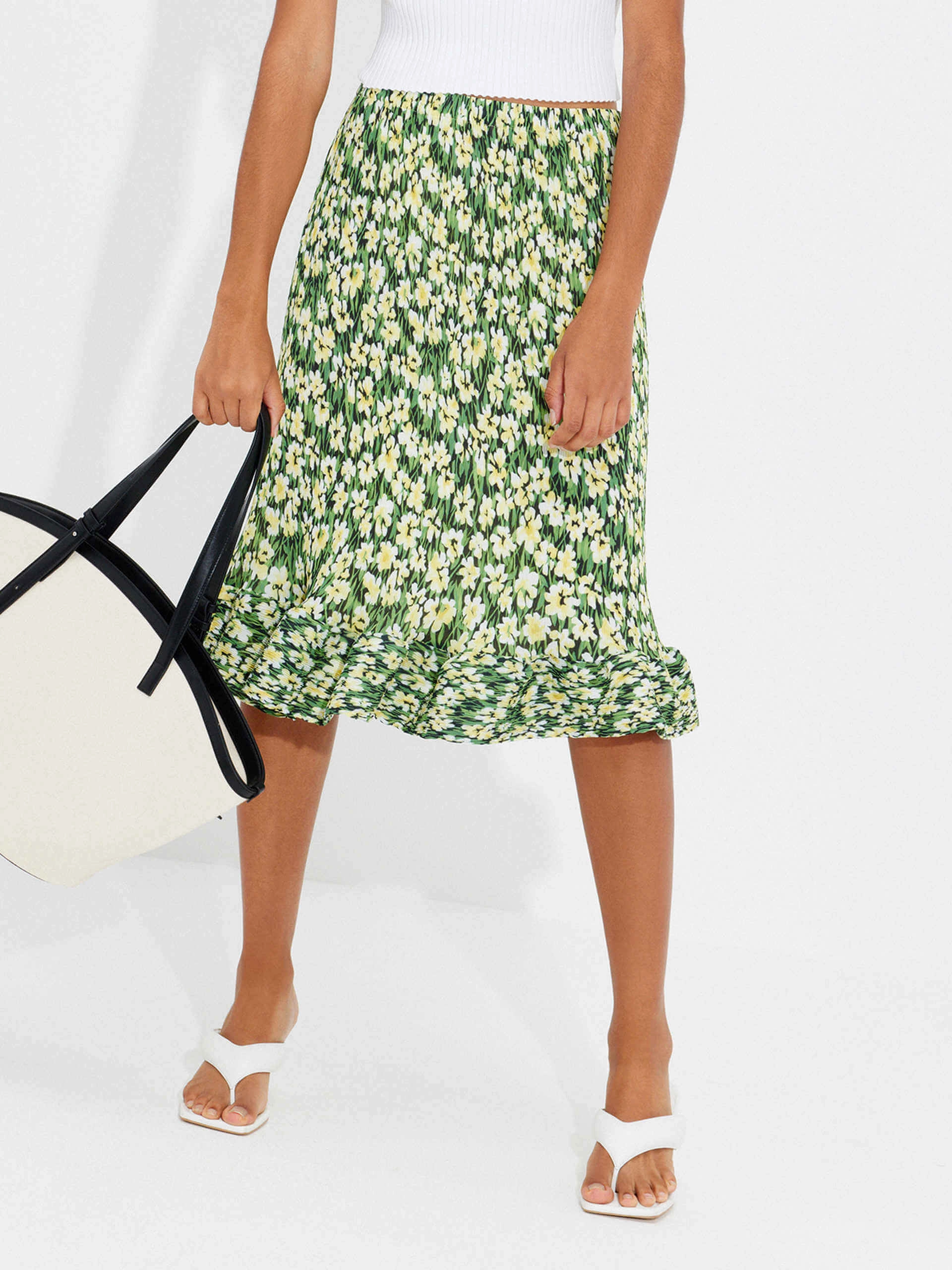 Structured Floral Print Skirt Tear Resistant Design