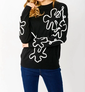 Abstract Knit Sweater In Black/white Recycled Yarn Seasonal Fashion