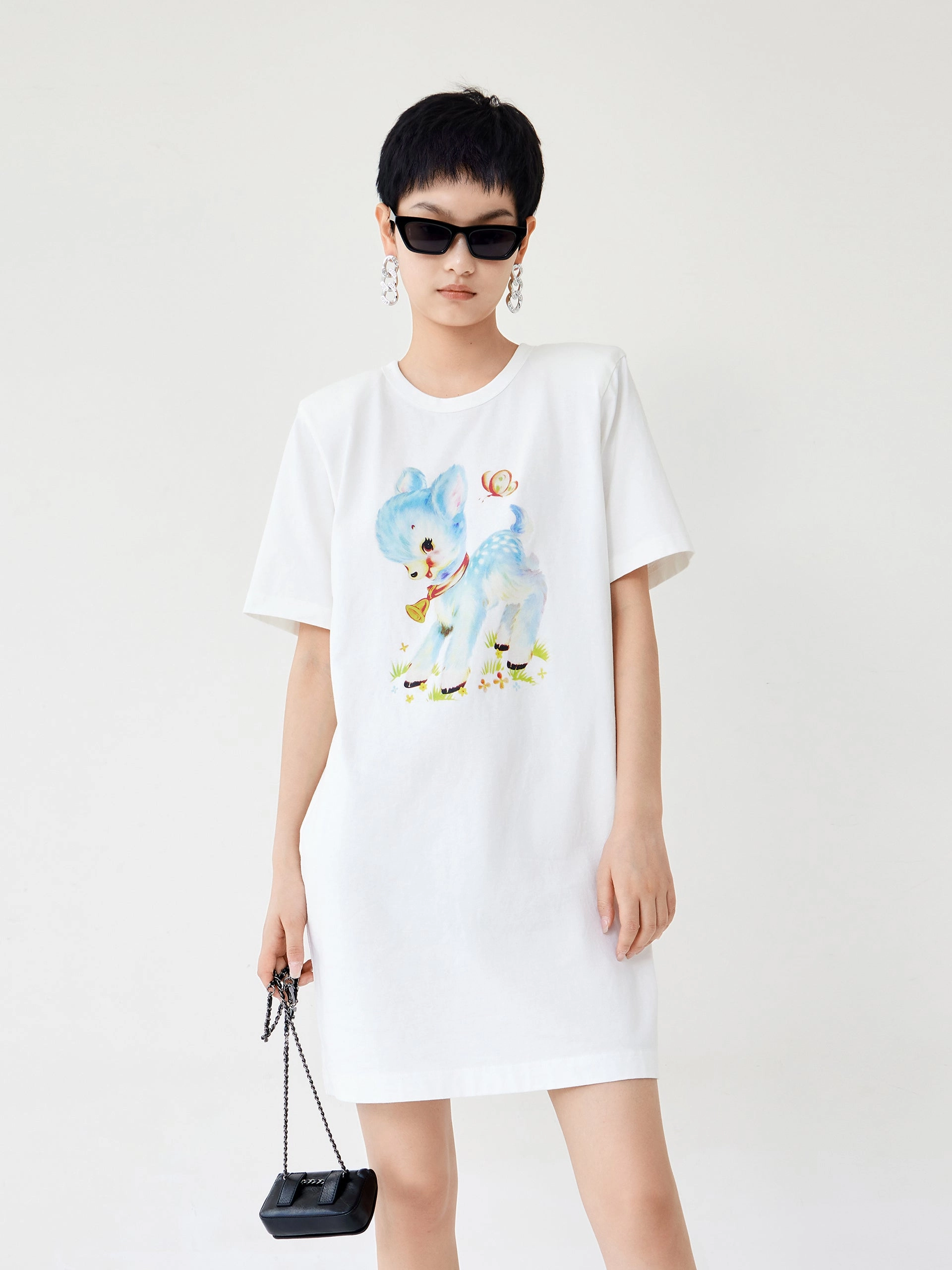 Travel Outfit Cartoon Print T-shirt Dress