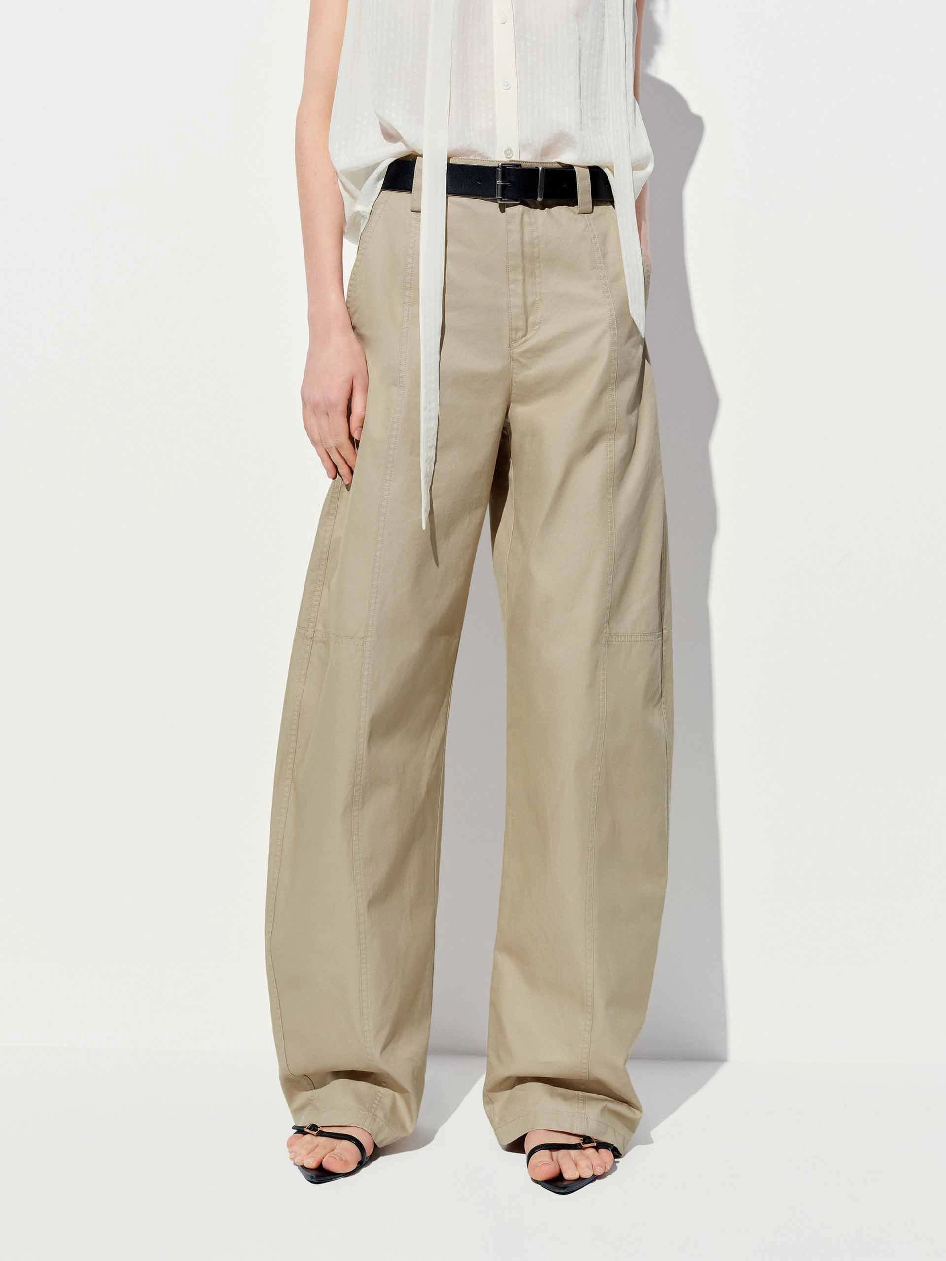 FadeResistantTreatment Cotton Barrel Leg Trousers