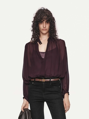 Lightweight Chiffon Blouse Button Down Collar Style